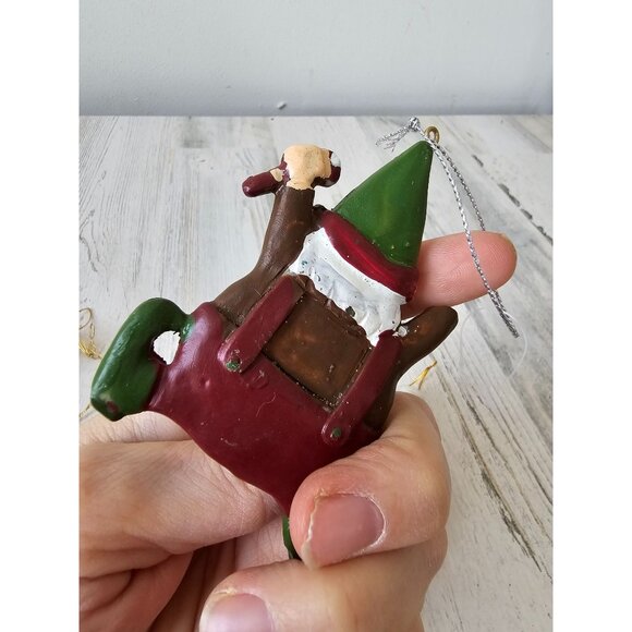 Porcelain Santa ornament sled elf set Xmas tree Santa's - Picture 7 of 13